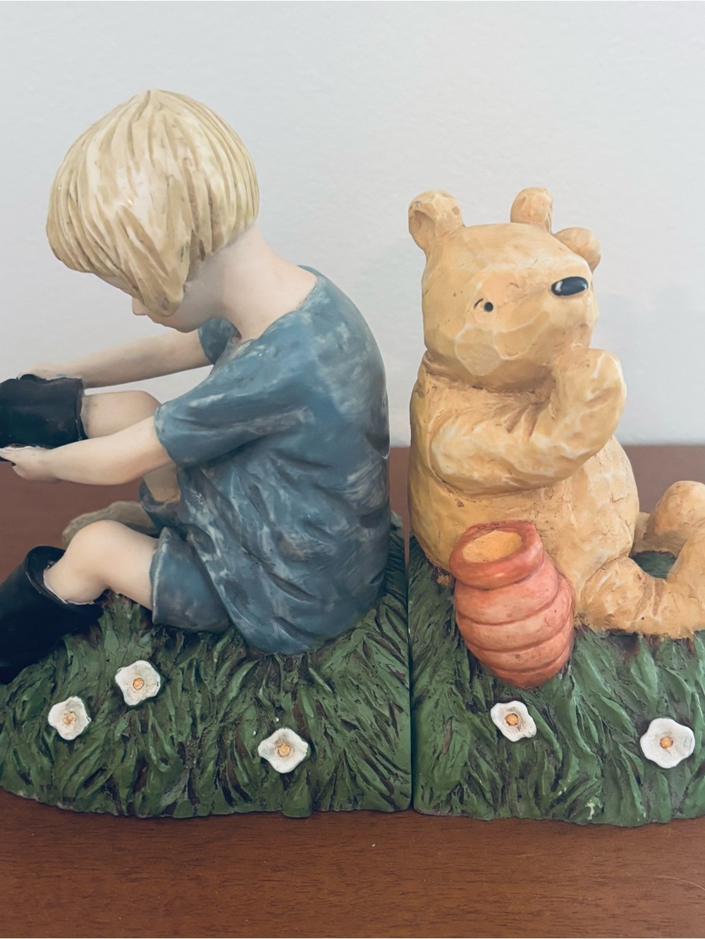 Winnie-the-Pooh and Child Decorative Bookends - Yellow and Blue